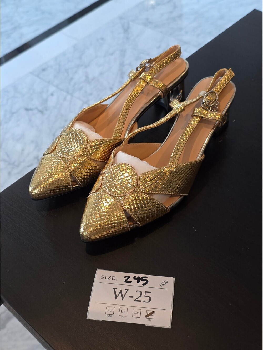 Women's Gold Slingback Pointed Flats - Textured